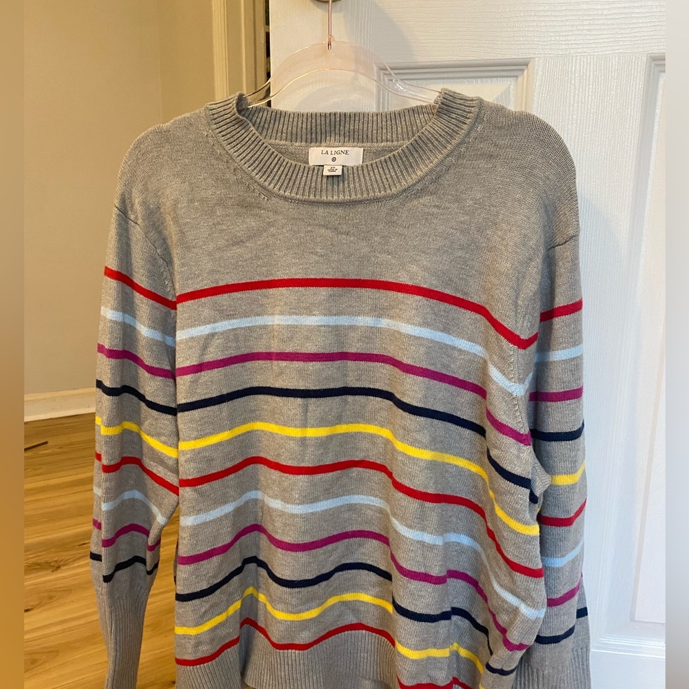 La Ligne x Target Collab- Gray and Rainbow Striped Sweater XL